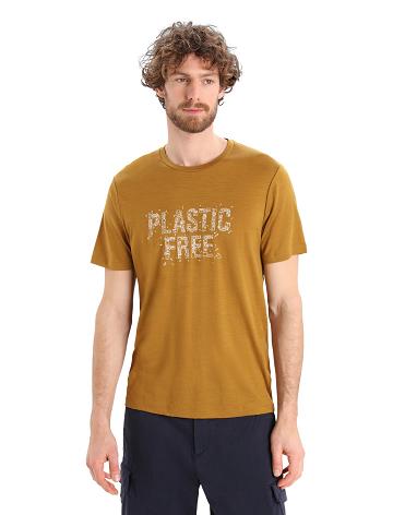 Icebreaker Merino Tech Lite II Rövid Sleeve Plastic Free Férfi Póló Barna | HU 1186MQZA